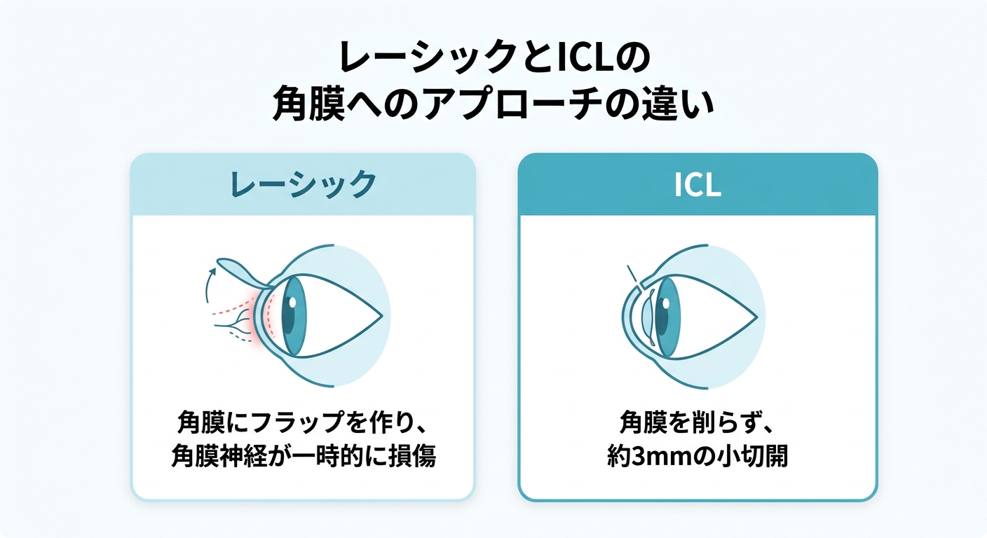 レーシックとICLの角膜へのアプローチの違い