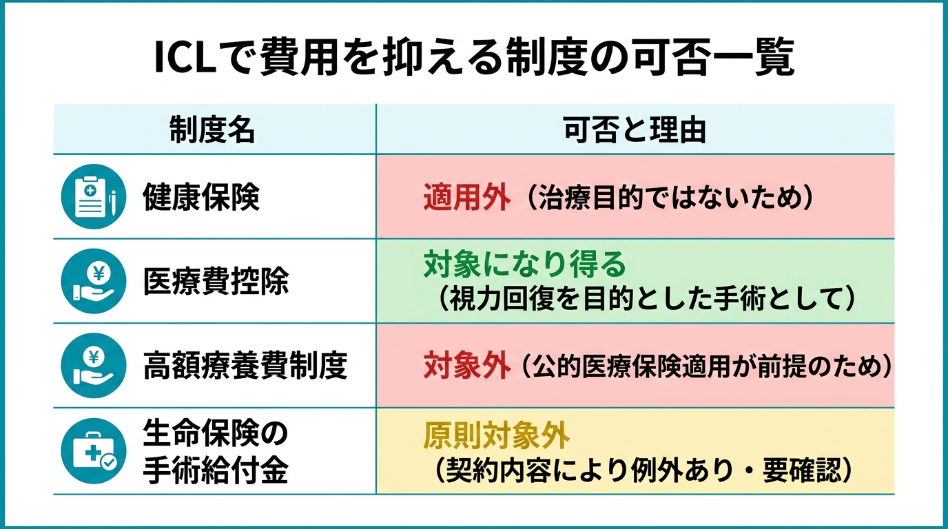 保険適用外でも使える？ICLで費用を抑える4つの制度の整理