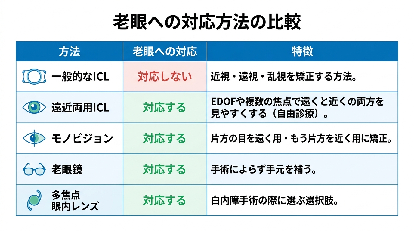 眼内コンタクトレンズで老眼は矯正できる?仕組みと選択肢を解説