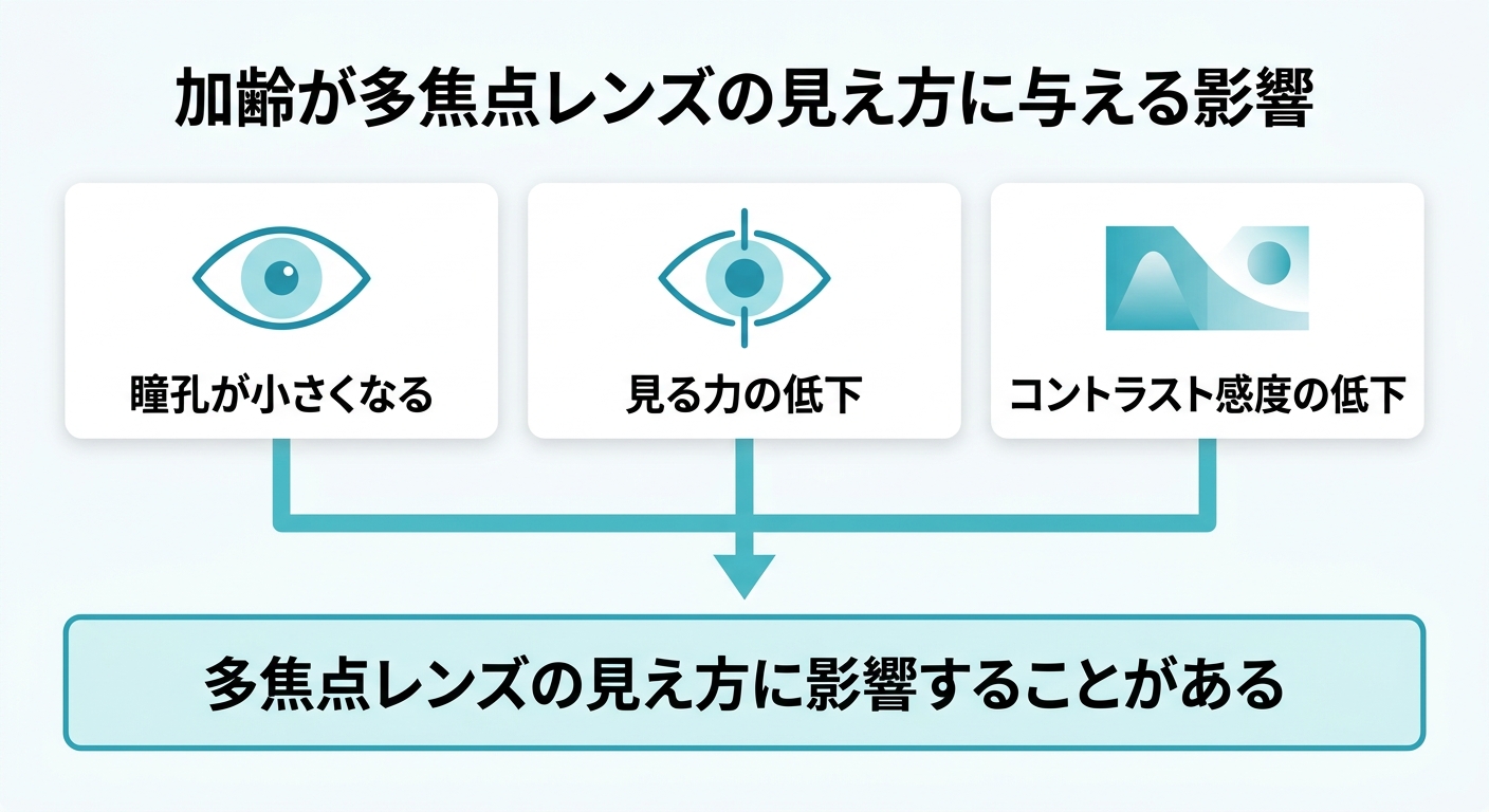 コントラスト感度や見る力の変化が影響することがある